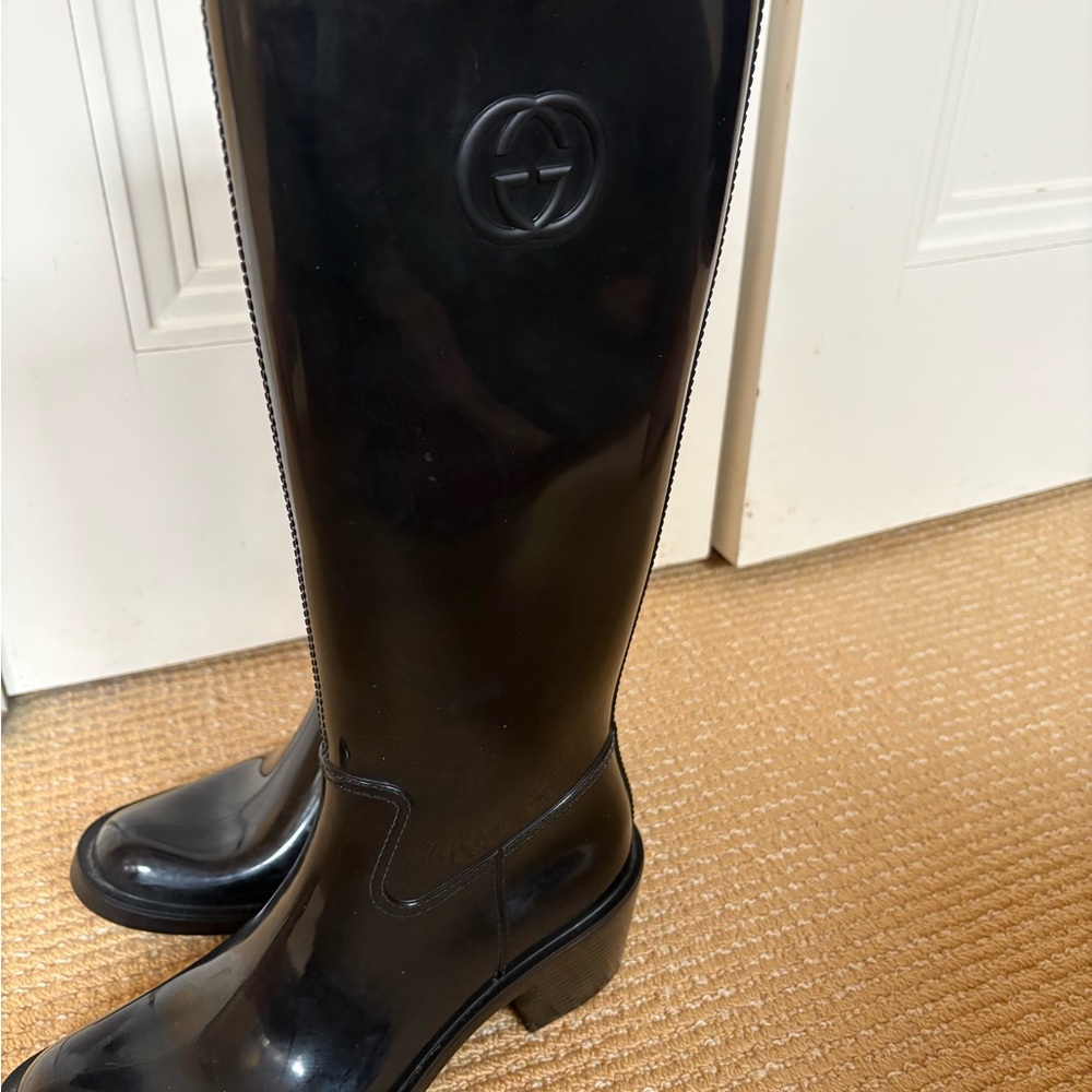 Gucci Glossy Black Women's Rain Boots